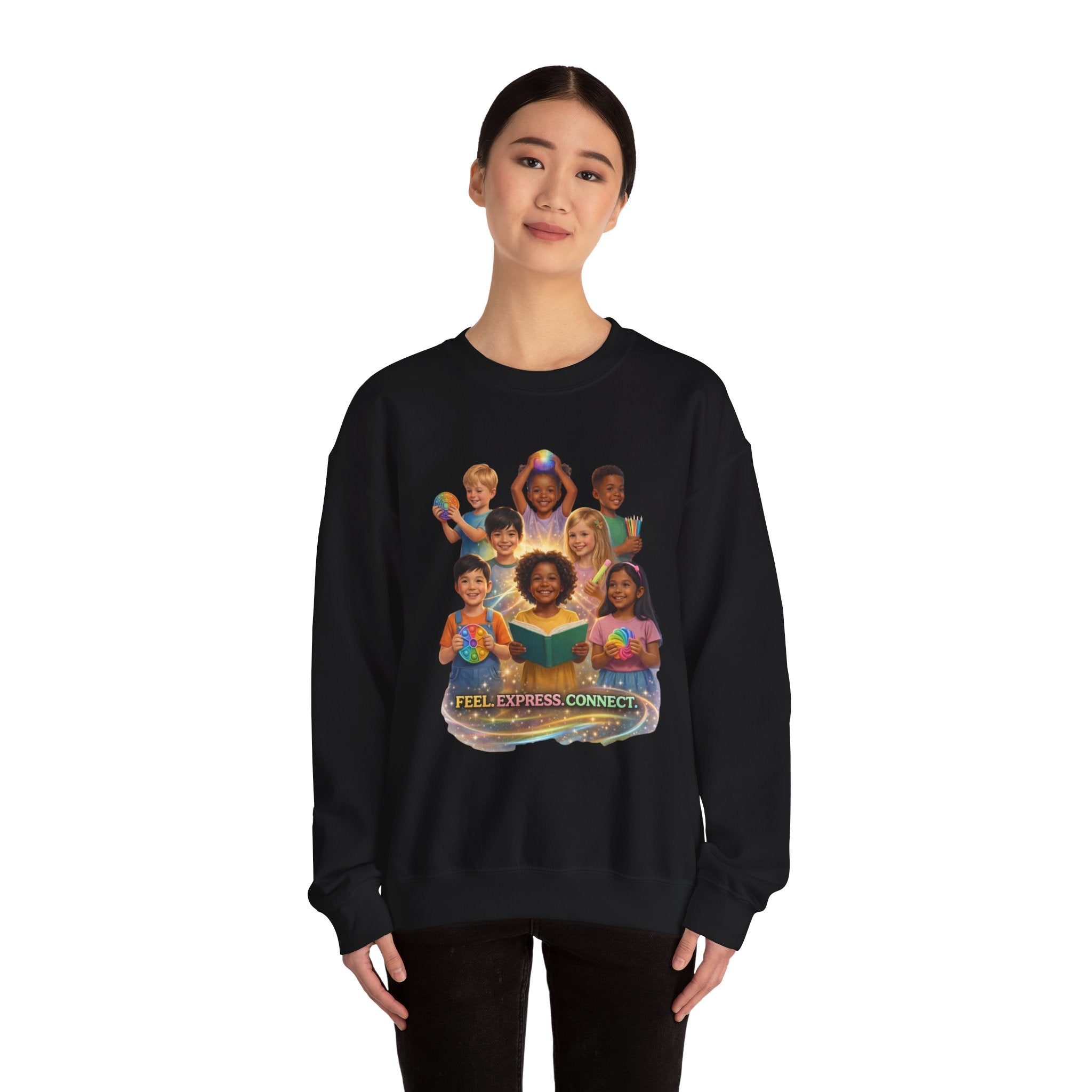 Kids Multicultural Crewneck Sweatshirt – "Feel. Express. Connect." by Prism Theory