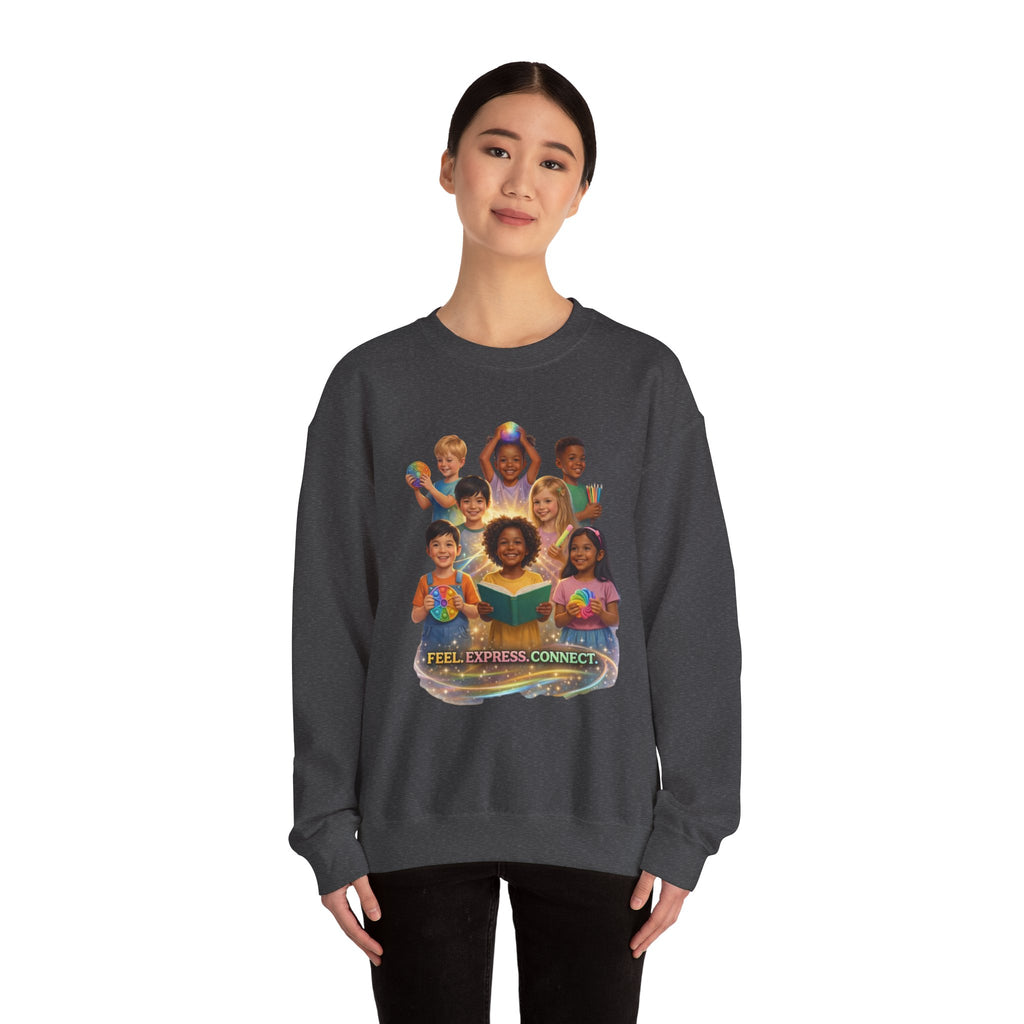 Kids Multicultural Crewneck Sweatshirt – "Feel. Express. Connect." by Prism Theory