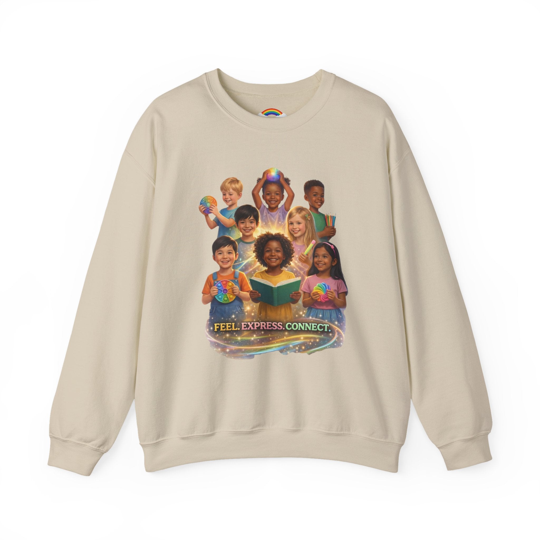 Kids Multicultural Crewneck Sweatshirt – "Feel. Express. Connect." by Prism Theory