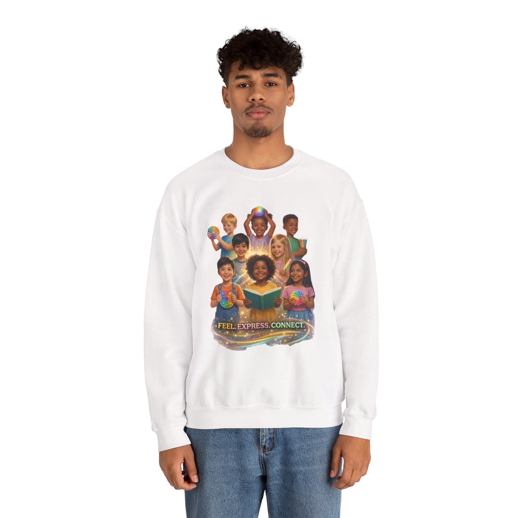 Kids Multicultural Crewneck Sweatshirt – "Feel. Express. Connect." by Prism Theory