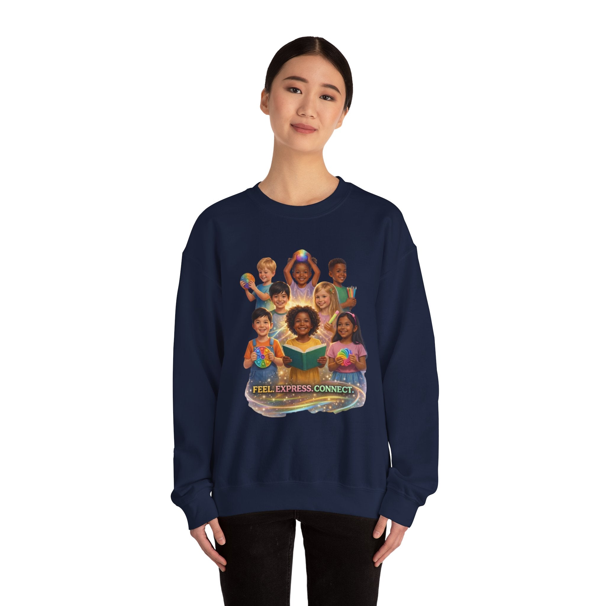 Kids Multicultural Crewneck Sweatshirt – "Feel. Express. Connect." by Prism Theory