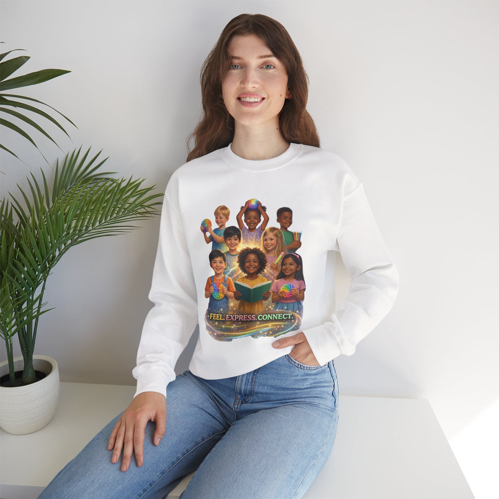 Kids Multicultural Crewneck Sweatshirt – "Feel. Express. Connect." by Prism Theory