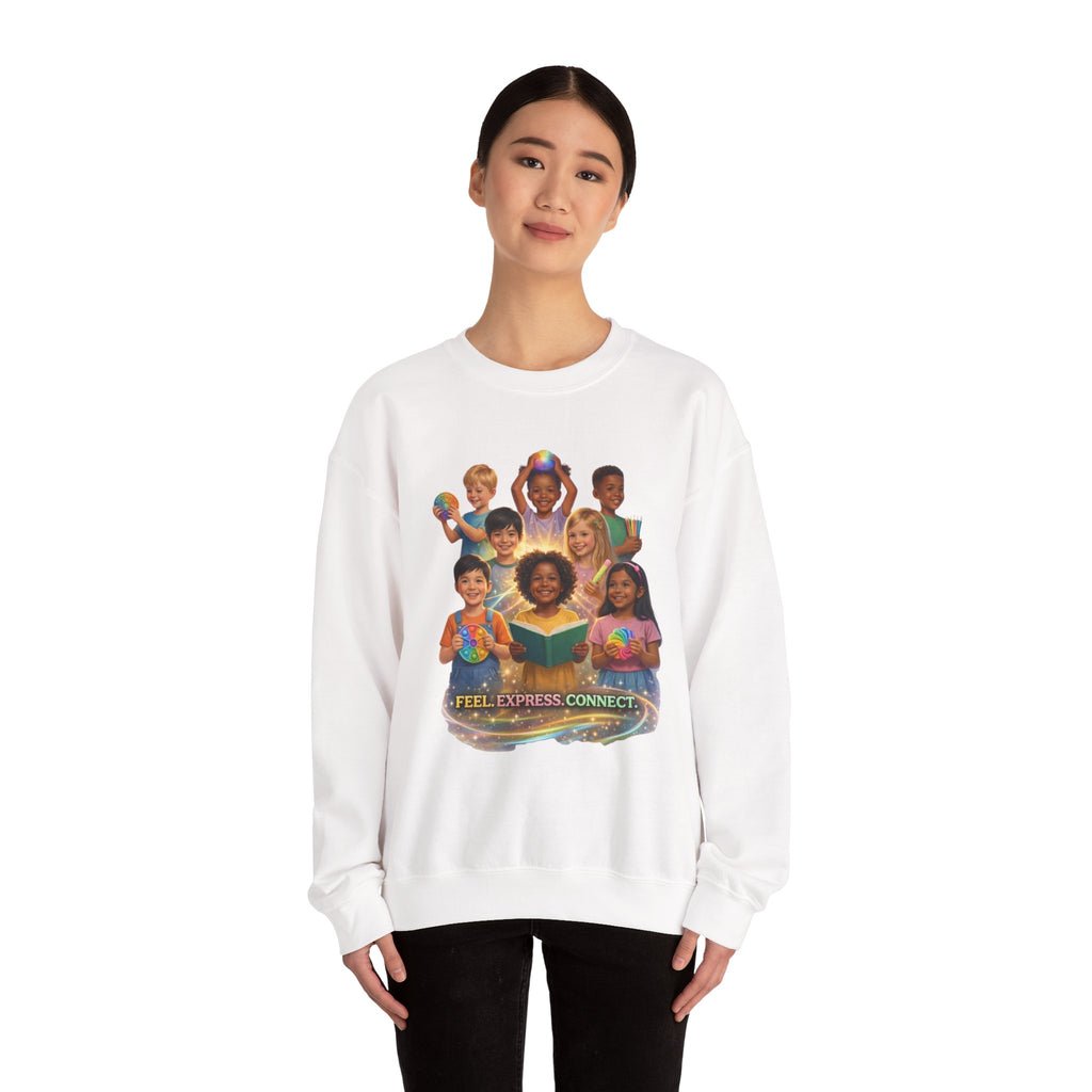 Kids Multicultural Crewneck Sweatshirt – "Feel. Express. Connect." by Prism Theory