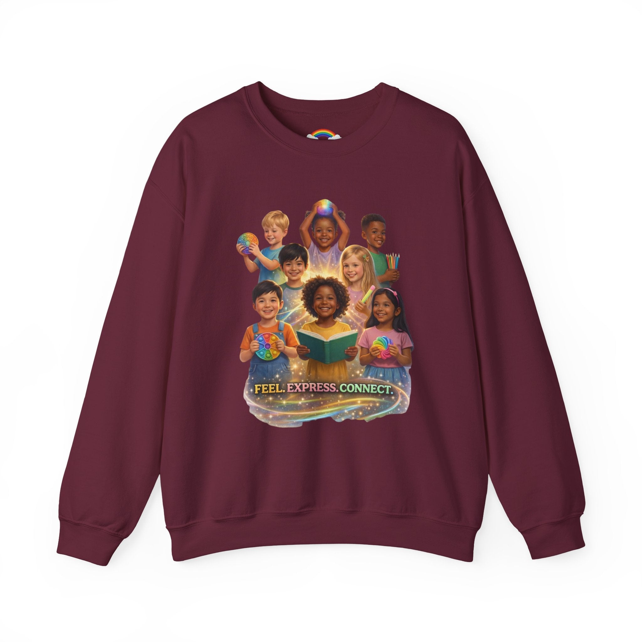 Kids Multicultural Crewneck Sweatshirt – "Feel. Express. Connect." by Prism Theory