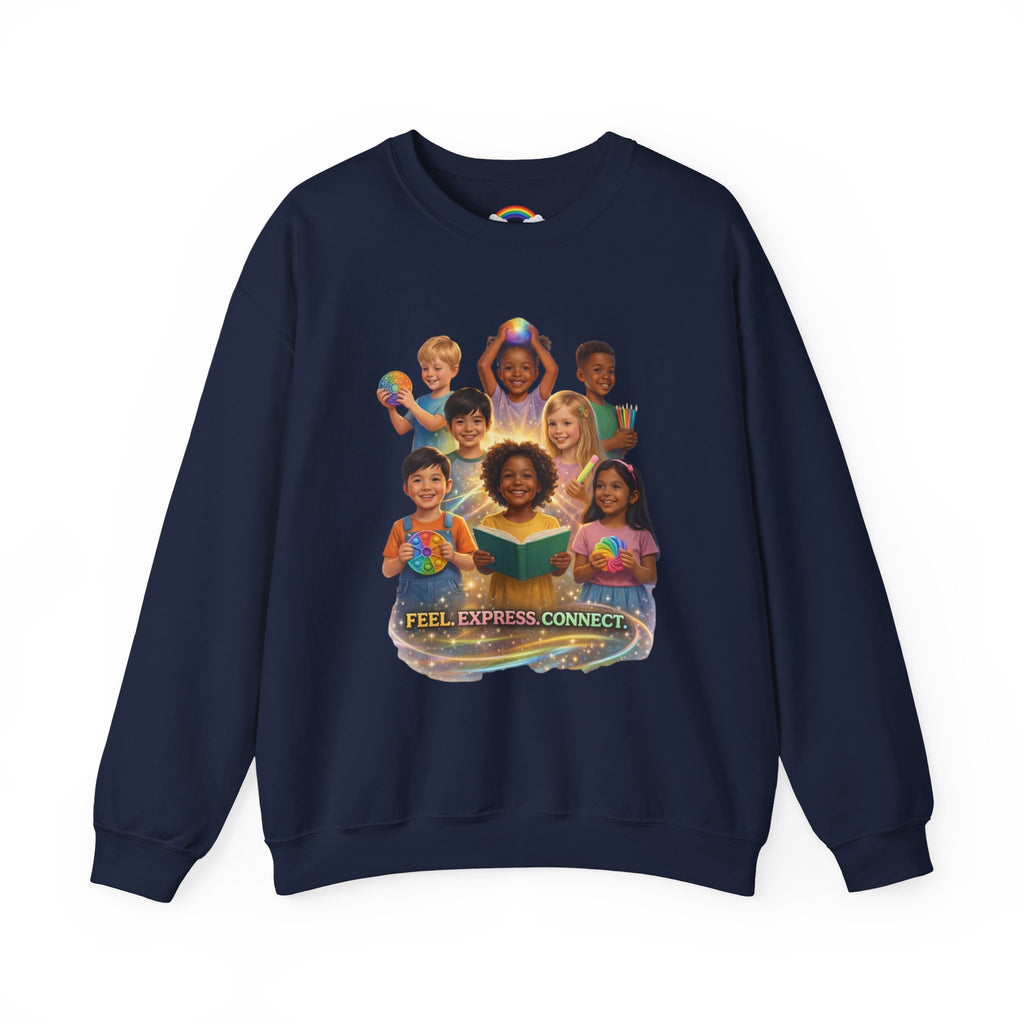 Kids Multicultural Crewneck Sweatshirt – "Feel. Express. Connect." by Prism Theory