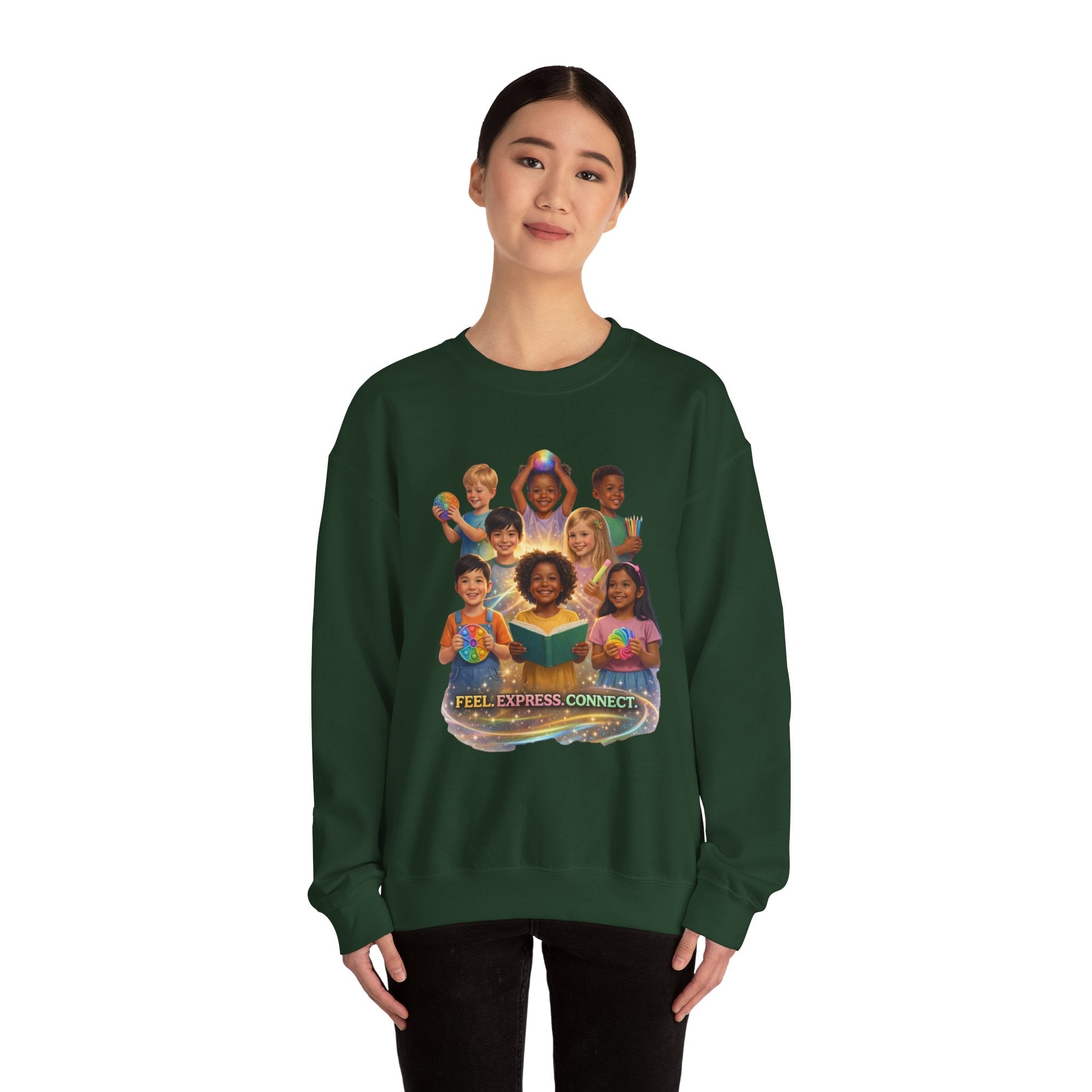 Kids Multicultural Crewneck Sweatshirt – "Feel. Express. Connect." by Prism Theory