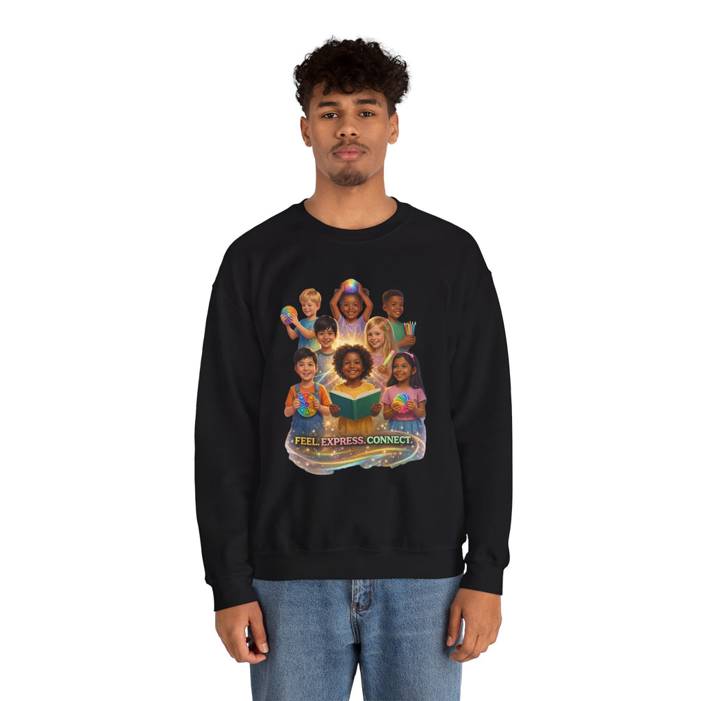 Kids Multicultural Crewneck Sweatshirt – "Feel. Express. Connect." by Prism Theory